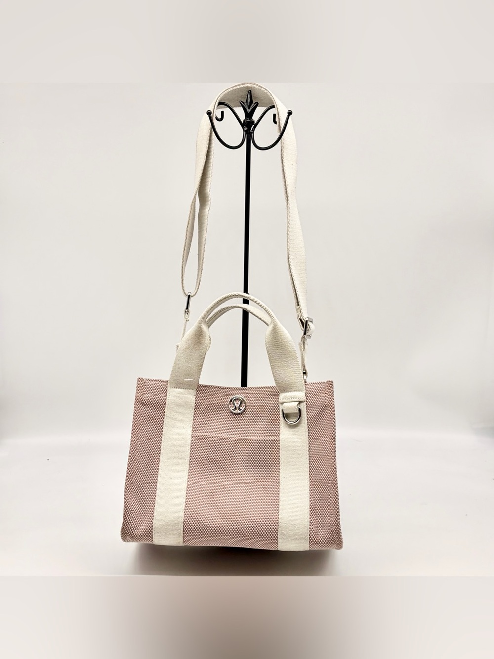 Lululemon Two-Tone Canvas Mini Tote Crossbody Shoulder Bag 4.5L Red / Beige